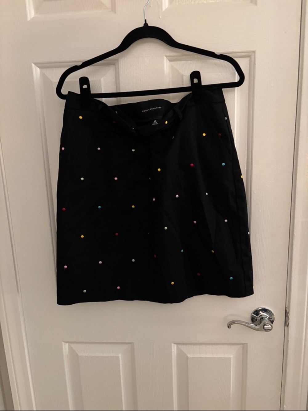 Counterparts Black Skirt with Colorful Dot Embroidery